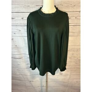 Adrianna Papell Green Ruffle Collar Blouse Sweater Top Size Large